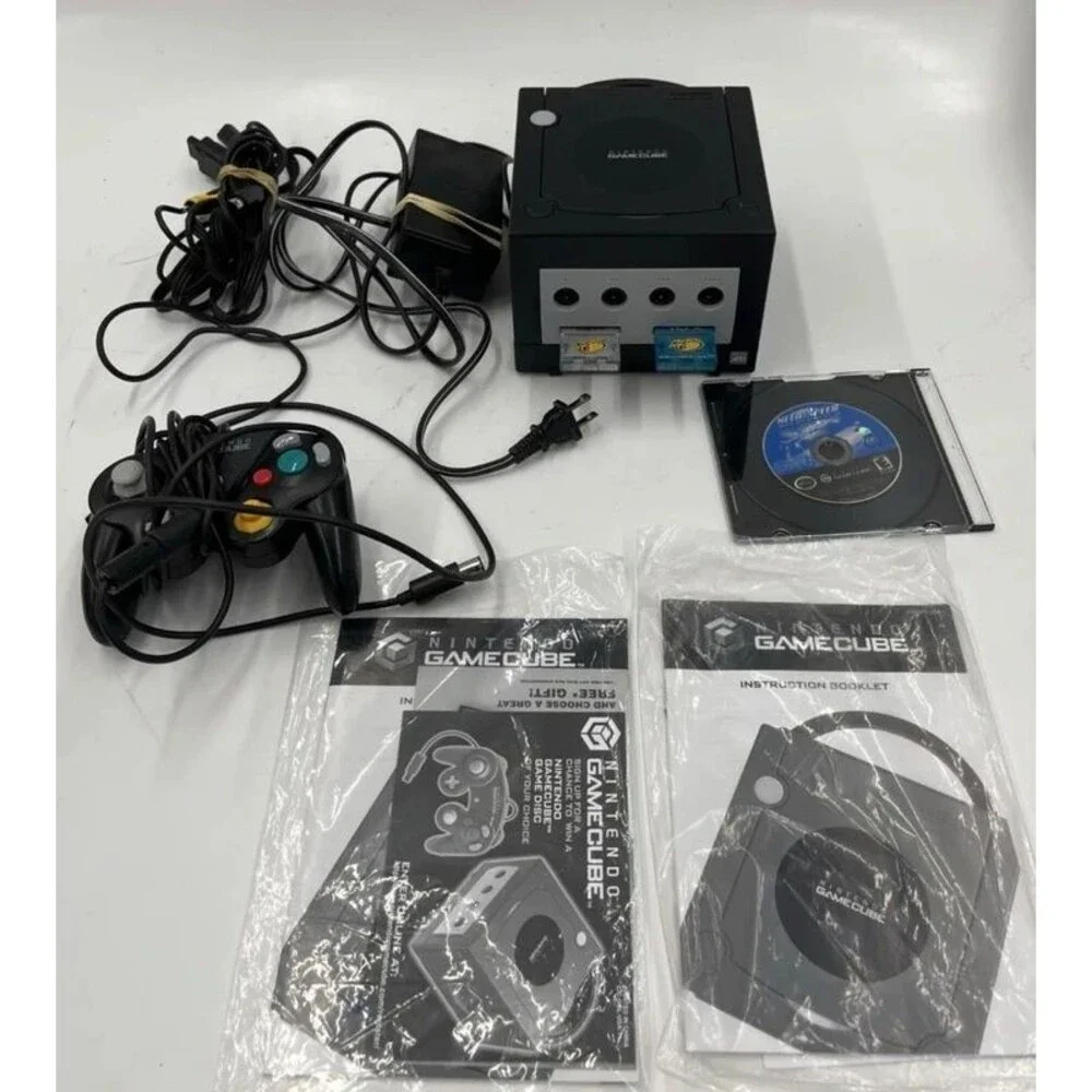 Nintendo GameCube Console Bundle with Controller, Memory Cards, and Game